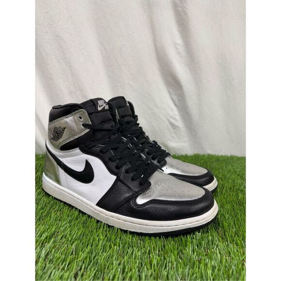 Nike Air Jordan 1 Retro High Silver‎ Toe Black Womens 12 10.5M CD0461-001 OG - Picture 1 of 9